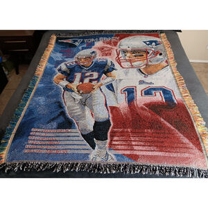 New England Patriots Tom Brady Woven NFL Throw Blanket Mancave 48"x60"